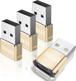 TRANLIKS USB to USB C Adapter, USB Type C Female to USB a Male Converter, Supports Charging and Data Transmission(4 Pack Gold,High Stability)