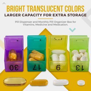 Monthly Pill Organizer – Am/Pm Daily Pill Organizer 32 Compartments for Each Day, Pill Dispenser and Dispenser Caddy That Helps You Organize Your Life, Perfect for Supplements and Medication by Medca