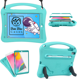 Bam Bino Space Suit Case for Ipad Air 1/ Ipad Air 2 Case for Kids, Ipad 5Th/ Ipad 6Th Generation Case for Kids, Ipad Pro 9.7 | Protective Screen Guard, Shoulder Strap, Pencil Holder, Eco-Mailer