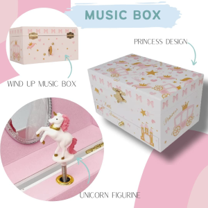 LIV&LOVE Music Jewelry Box with Necklace Pendant and Charm Bracelet Set|Jewllery Musical Box| Music Box for Girls|Dancing Ballerina Box| Music Box Ballerina(Princess Box + Ballerina Doll)