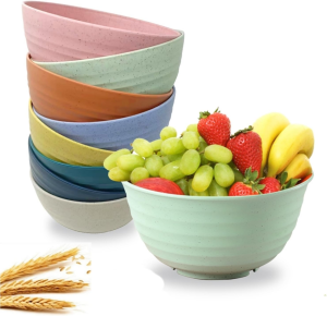 WANBY Lightweight Wheat Straw Cereal Bowls Unbreakable Dinner Dishes Bowl Set Dishwasher & Microwave Safe (4 Pack 26Oz)