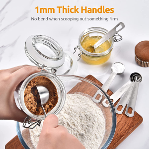 18/8 Stainless Steel Measuring Spoons: U-Taste Metal Measure Spoon Set of 6 Piece: 1/8 TSP, 1/4 TSP, 1/2 TSP, 1 TSP, 1/2 Tbsp & 1 Tbsp Dry and Liquid Ingredients, for Cooking Baking