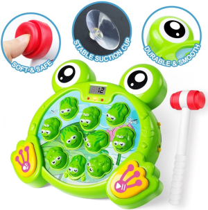 Interactive Whack a Frog Game, Learning, Active, Early Developmental Toy, Fun 2, 3, 4, 5, 6, 7, 8 Years Old Kids, Toddlers, Boys, Girls,2 Hammers Included