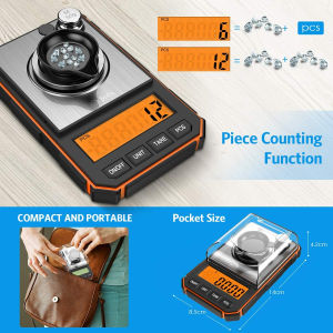 Digital Milligram Scale, 50G Portable Mini Scale, 0.001G Precise Graduation, Professional Pocket Scale with 50G Calibration Weights Tweezers (Batteries Included)