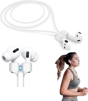 T Tersely Magnetic Strap Compatible with Airpods 1/2/3, for Airpods Pro 1/2, Silicone Anti-Lost Wire Cable Connector Sports Neckband (White)