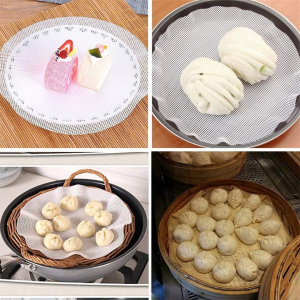 Idopick 10Pcs Kitchen Silicone Steamer Mesh 7.87In/20Cm Reusable Non-Stick Pad round Shape Dumplings Mat Steamed Buns Baking Pastry Dim Sum Mesh