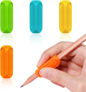 Pencil Grips, 4 Pcs Color Writing Posture Correction Finger Grip for Adults, Student, Righties and Lefties (4 Colors)