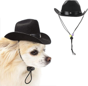 AWOCAN Pet Dog Costume Cowboy Hat Cosplay Cap Puppy Pet Dog Cat Holiday Pet Party Decoration (RED)