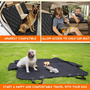 Upgraded Dog Car Seat Cover for Pets, 100% Waterproof Pet Dog Seat Cover Nonslip Bench Seat Covers Armrest Compatible for Back Seat Universal Size for Cars, Pickup Trucks, Suvs (2 Pet Seat Belts Gift)