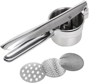 Stainless Steel Potato Ricer Manual Fruit Press Masher Vegetable Strainer Juicer Tool with 3 Ricing Discs