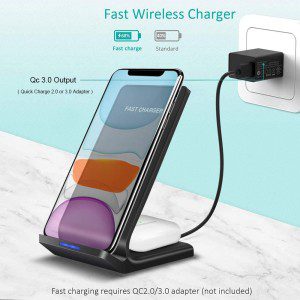 2 in 1 Wireless Charger 15W Fast Wireless Charger Stand Compatible with iPhone 14 15 Pro Max/13 Pro/12/11/XS MAX/XR/8,Airpods 2/3/Pro,Wireless Charging Dock for Samsung Galaxy S22/S21/S20/Note/Buds