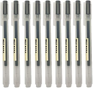 Muji Gel Ink Ball Point Pen, Black, 0.5Mm, Pack of 3 (Japan Import), Set of 2