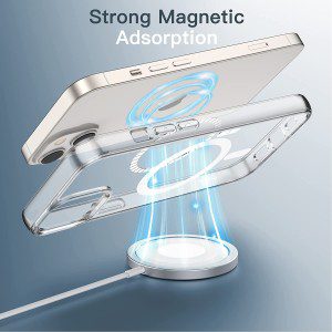 Jetech Magnetic Case for Iphone 13 6.1-Inch Compatible with Magsafe Wireless Charging, Shockproof Phone Bumper Cover, Anti-Scratch Clear Back (Clear)