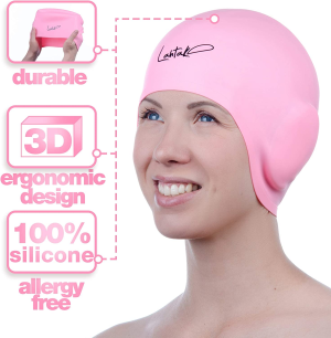 Swim Caps Ear Protection 3D – Swimming Cap for Women Men – Silicone Swim Cap Waterproof – Fits Long Hair & Short – Adult Swim Cap – Youth Swim Cap – Swim Hats