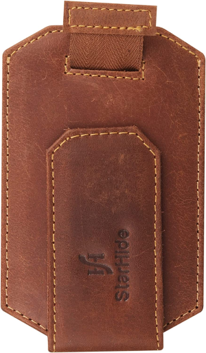 STARHIDE Mens RFID Blocking Real Distressed Hunter Leather Minimalist Card Holder Wallet with Magnetic Money Clip 725 Brown