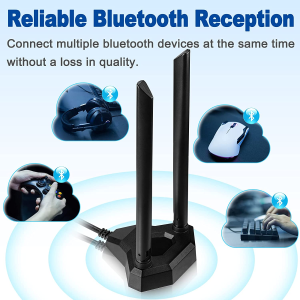 Eightwood Dual Band Wifi Antenna 2.4Ghz 5Ghz RP-SMA Wifi Antennae with 2M Extension Cable for PC Desktop Computer PCI Pcie Wifi Bluetooth Card Wireless Network Router