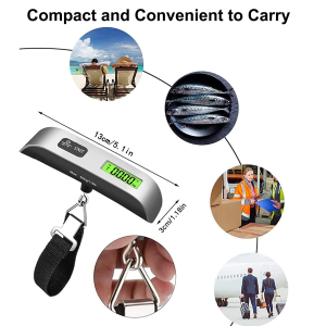 Digital Luggage Scale, Handheld Suitcase Scale with Backlit LCD Display, 110 Lbs/50Kg Portable Baggage Weighing Scale with Temperature Sensor for Travelers