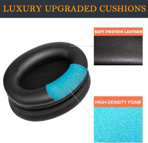 SOULWIT® Professional Earpads Cushions Replacement for Sony WH-1000XM3 (WH1000XM3) Over-Ear Headphones, Ear Pads with Softer Protein Leather, Noise Isolation Memory Foam, Added Thickness (Black)