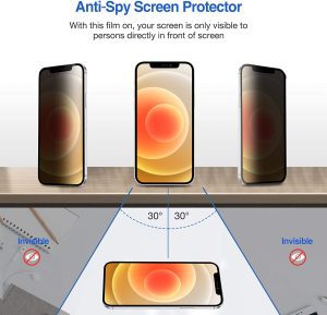 [2 Pack] Procase Privacy Screen Protector for Iphone 12 & Iphone 12 Pro 6.1” 2020, Anti-Spying Tempered Glass Screen Film Guard, Anti-Scratch Screen Protector