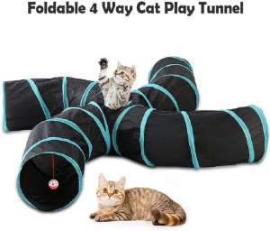 SQUISHY DOT Cat Toy 4 Way Tunnels Extensible Foldable Interactive Toy Cat House with Balls for Cat Kitten Kitty Small Animal