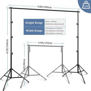 Backdrop Stand, Heorryn 8.5 X 10Ft Background Stand Adjustable Photography Muslin Background Support System Stand for Photo Video Studio