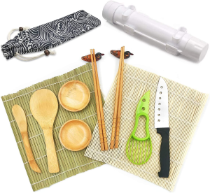 Sushi Making Kit, Sushi Bazooka Maker with Sushi Rolling Mats,Sauce Dish