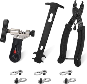 WOTOW Bike Chain Repair Tool Kit Set, Cycling Bicycle Chain Breaker Splitter Cutter & Wear Indicator Checker & Master Link Pliers Remover & Reusable Missing Connector for 6/7/8/9/10 Speed Chain
