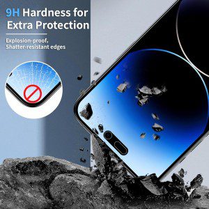 [2+2 Pack] Cnarery Privacy Screen Protector for Iphone 14 Pro with Alignment Frame, 2 Pack Full Coverage Privacy Tempered Glass Screen Protector and 2 Pack Camera Lens Protector[Easy Installation]