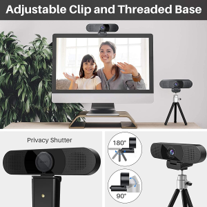 3 in 1 Webcam – EMEET C980 Pro Webcam with Microphone, 2 Speakers & 4 Built-In Omnidirectional Microphones Arrays, 1080P Webcam for Video Conferencing Streaming, Noise Reduction, Plug & Play, W/Cover