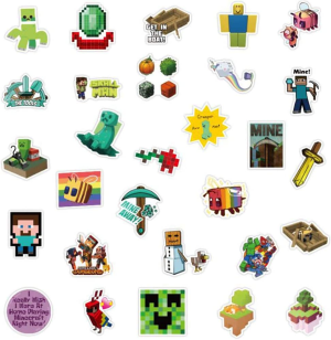 Video Game Minecraf_T Stickers 50 Pack, Waterproof Stickers for Laptop, Bumper, Water Bottles, Computer, Phone, Hard Hat, Perfect for Teens Girl Boy Adult (Minecra_Ft-50)