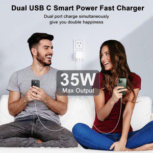 Iphone Fast Charger, 35W USB C Fast Charger with Iphone Charger Lightning Cable + USB C Charger Cable, Dual USB C Charger Wall Charger, Iphone Charger Plug for Iphone14/13/12/11/X/Ipad/Samsung/Oppo