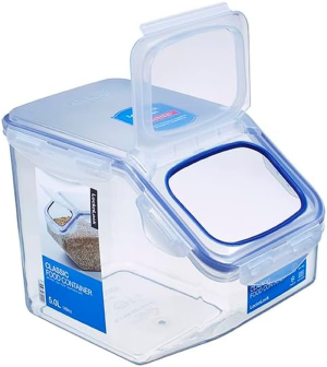 Lock and Lock HPL700 Classic 5 Litre Rice Case, Clear