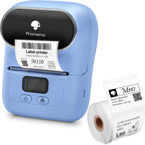 Label Maker – Phomemo-M110 Portable Bluetooth Thermal Mini Label Printer Machine, Sticker Maker, Barcode Printer, Apply to Labeling, Office, Cable, Retail, Compatible with Android & Ios System