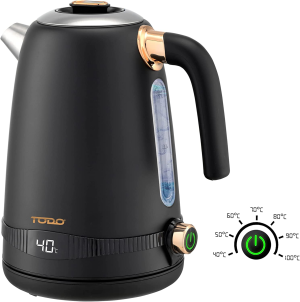 TODO 1.7L Stainless Steel Cordless Kettle Keep Warm Electric Led Water Jug – Black