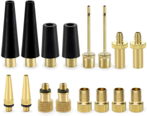 Bicycle Presta Schrader Valve Adaptor, 16PCS Brass Bike Pump Adapters, Ball Pump Needle, Balloon Inflatable Toys Nozzle Inflator Adapter, Air Pump Accessories for Standard Pump or Air Compressor