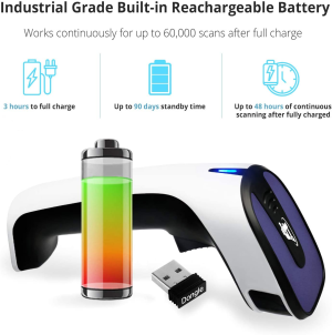 Portable Wireless Bluetooth Barcode Scanner: Scanavenger 3-In-1 Hand Scanners – Cordless, Rechargeable 1D and 2D Scan Gun for Inventory Management – Wireless, Handheld, USB Bar Code / QR Code Reader