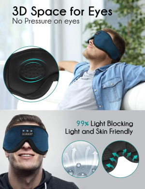 Sleep Headphones, 3D Sleep Mask Bluetooth Wireless Music Eye Mask, Lc-Dolida Sleeping Headphones for Side Sleepers Sleep Mask with Bluetooth Headphones Ultra-Thin Stereo Speakers Men Women