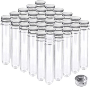 30Pcs Plastic Storage Empty Tubes 40ML Clear Plastic Test Tubes with Screw Caps Jelly Cookie Nuts Containers