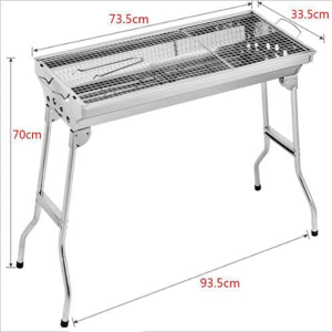 Charcoal BBQ Grill Set, Portable Stainless Steel Small Roaster Foldable Leg Outdoor Barbecue