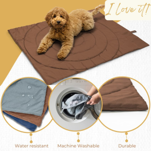 Portable Outdoor Dog Bed Mats – Waterproof & Foldable Pet Bed for Travel, Camping, Grooming & Training – 100X80Cm with Carry Bag – Durable, Washable & Lightweight Dog Mat for Sleeping – Brown