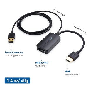 Cable Matters HDMI to Displayport Adapter (DP to HDMI, HDMI to DP Adapter) with 4K Video Resolution Support