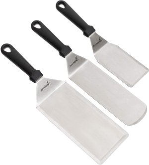 Anmarko Griddle Spatula Set – Stainless Steel Metal Spatula and Griddle Scraper – Heavy Spatula Griddle Accessories Great for Cast Iron Griddle BBQ Flat Top Grill – Commercial Grade