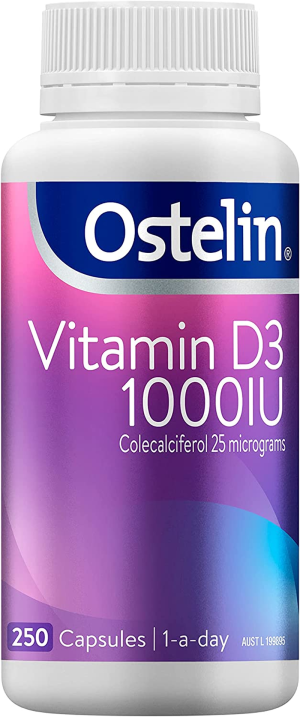 Ostelin Vitamin D 1000IU – D3 for Bone Health + Immune Support, 250 Capsules