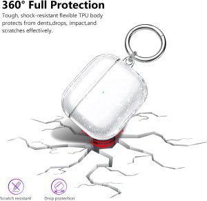 Aircawin for Airpods 3 Case Clear Glitter,Sparkle Bling Clear Case for Airpods 3Rd Generation Case Cover 2021,Full Protective Shockproof Soft TPU Case for Airpod 3 Charging Case with Carabiner-Glitter