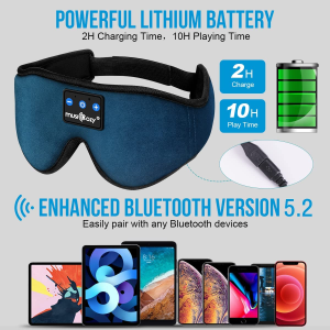 MUSICOZY Sleep Headphones Bluetooth 5.2 Headband Sleeping Headphones Sleep Mask, Wireless Music Eye Mask Sleep Earbuds for Side Sleeper Men Women Cool Tech Gadget Unique Gift Office Travel