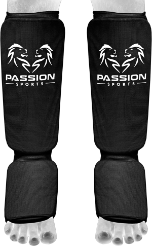 Passion Sports MMA Shin Instep Thick Padded Guard – Shin Instep Guard (Pair) Elasticated-Cotton Ideal for Martial Arts, Boxing, Taekwondo and Karate