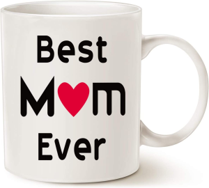 Mothers Day Best Mum Coffee Mug from Daughter Son, Best Mum Ever Unique Christmas or Birthday Gifts Idea for Mum Mother Mama Mommy Porcelain Cup White, 11 Oz