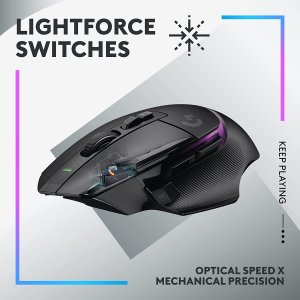 Logitech G502 X plus Lightspeed RGB Gaming Mouse – Black – LIGHTFORCE Hybrid Switches, LIGHTSYNC RGB, Hero 25K Gaming Sensor, Compatible with PC