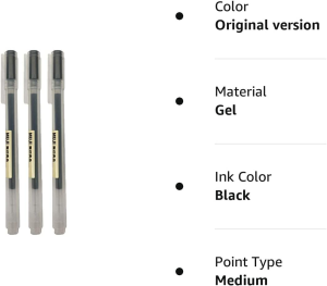 Muji Gel Ink Ball Point Pen, Black, 0.5Mm, Pack of 3 (Japan Import)