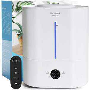 ASAKUKI Humidifier for Bedroom Large Room, 4L Cool Mist Air Humidifier Top Fill Aroma Diffuser with Adjustable Humidity Control, Auto Shut Off, Quiet Sleep Mode, Night Light, Remote Control for Baby